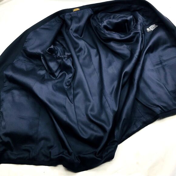 Stafford NEW Sport Coat Worsted Wool Herringbone Blue 48L - Picture 12 of 14